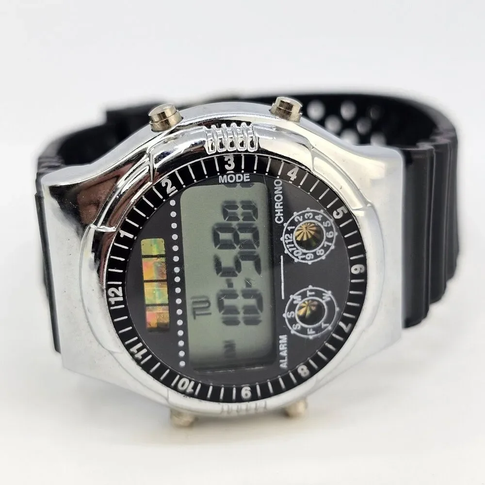 Men's‎ Digital Watch 38MM Black Plastic Band Straps New Battery